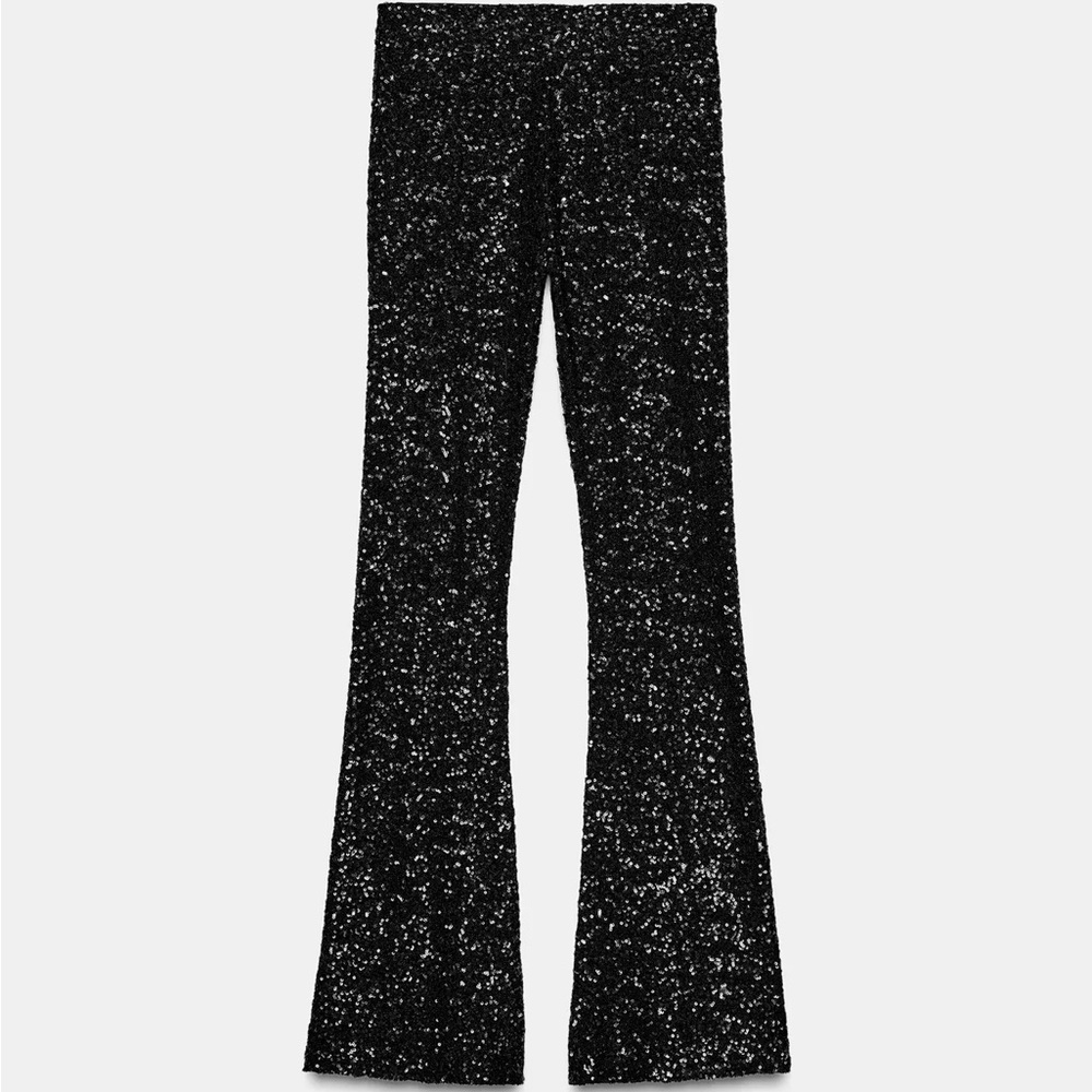 Elegant Black Sequin Dress Pants - Picture 9 of 11